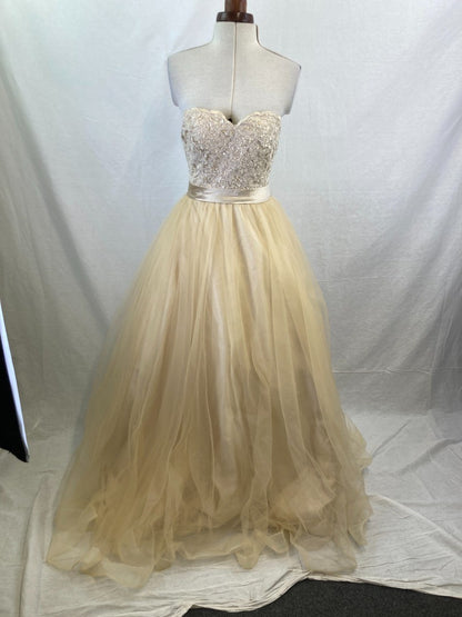 Milly Bridal Wedding Dress, Gold Lace Beaded Tulle Sweetheart Princess Ball Gown