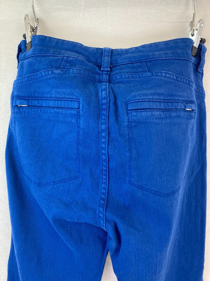 TOAST Jeans Electric Blue, Women's Size 8, Cotton Denim Zip Ankle Trousers