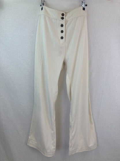 Free People Winston White Trousers, Women's Size S, Ivory Flare High Waist