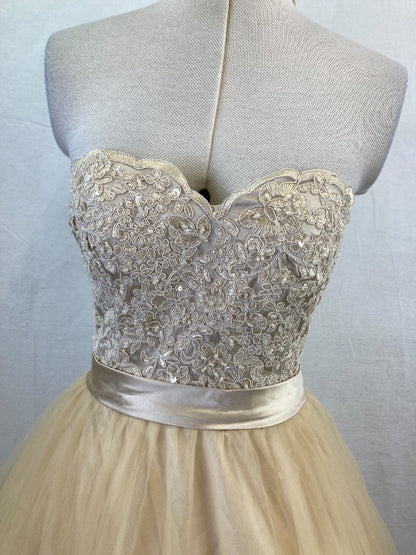 Milly Bridal Wedding Dress, Gold Lace Beaded Tulle Sweetheart Princess Ball Gown