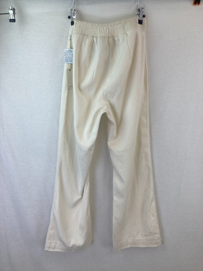 Free People Winston White Trousers, Women's Size S, Ivory Flare High Waist