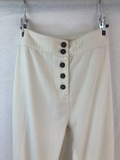 Free People Winston White Trousers, Women's Size S, Ivory Flare High Waist