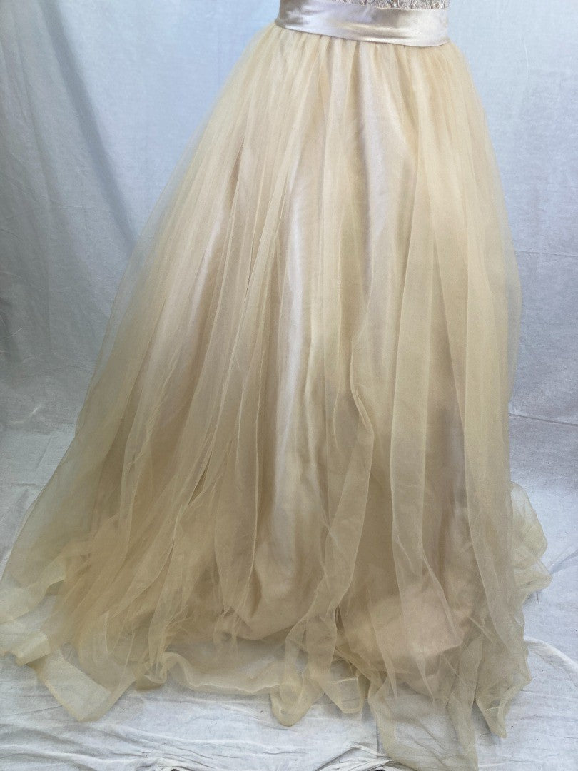 Milly Bridal Wedding Dress, Gold Lace Beaded Tulle Sweetheart Princess Ball Gown