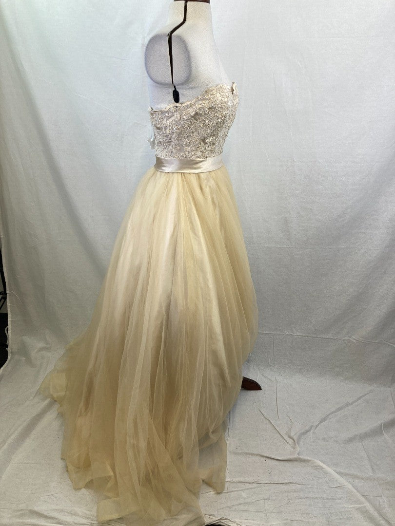 Milly Bridal Wedding Dress, Gold Lace Beaded Tulle Sweetheart Princess Ball Gown