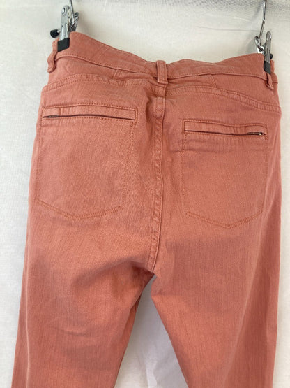 TOAST Jeans Electric Orange, Women's Size 8, Cotton Denim Zip Ankle Trousers