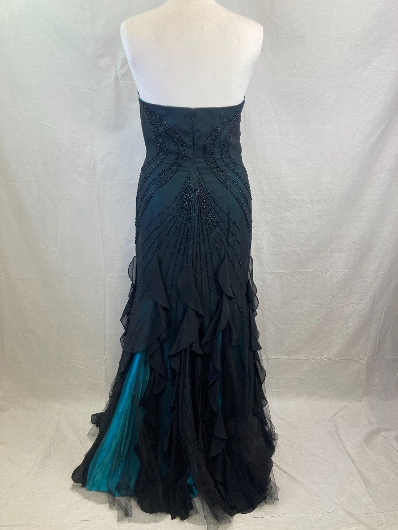 Crystal Breeze Dress Occasion, Black Blue Sequin Fishtail Prom Pageant Ballgown