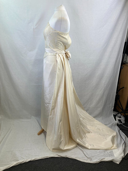 Pronuptia Paris Wedding Dress, Vintage Cream Gold Corset Skirt Two Piece Set