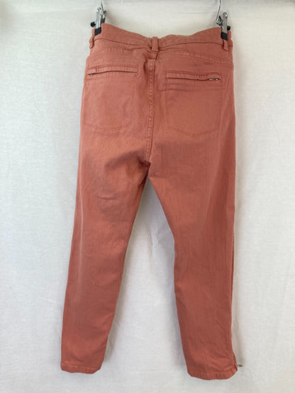 TOAST Jeans Electric Orange, Women's Size 8, Cotton Denim Zip Ankle Trousers