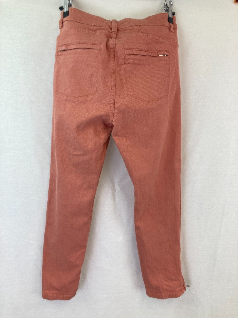 TOAST Jeans Electric Orange, Women's Size 8, Cotton Denim Zip Ankle Trousers