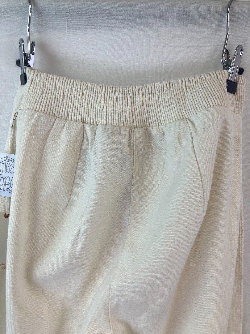 Free People Winston White Trousers, Women's Size S, Ivory Flare High Waist