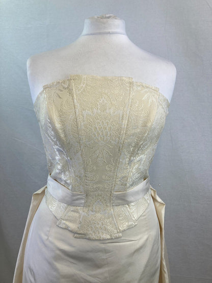 Pronuptia Paris Wedding Dress, Vintage Cream Gold Corset Skirt Two Piece Set