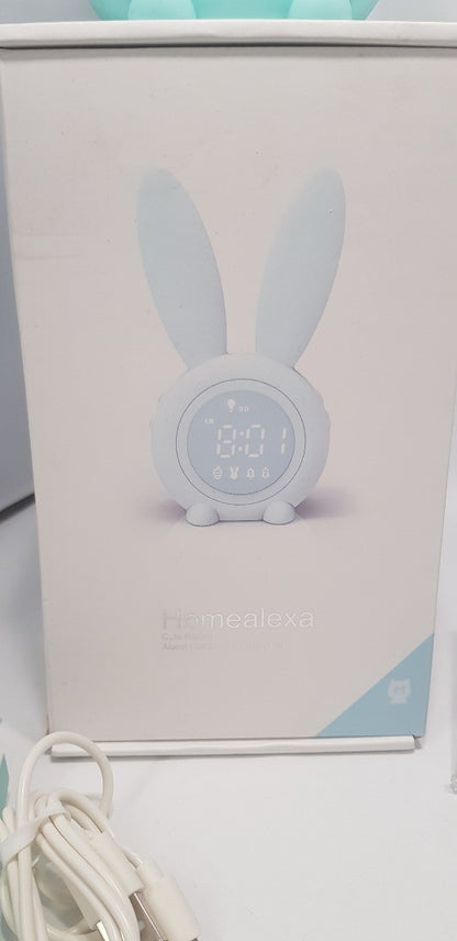 Digital Alarm Clock, Blue Bunny Rabbit Design, LED Wake Up Light with Timer Homealexa - New