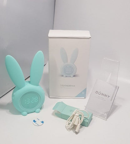 Digital Alarm Clock, Blue Bunny Rabbit Design, LED Wake Up Light with Timer Homealexa - New