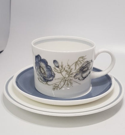 Wedgwood. Susie Cooper Design "Glen Mist" Straight Edge Tea Trio VGC