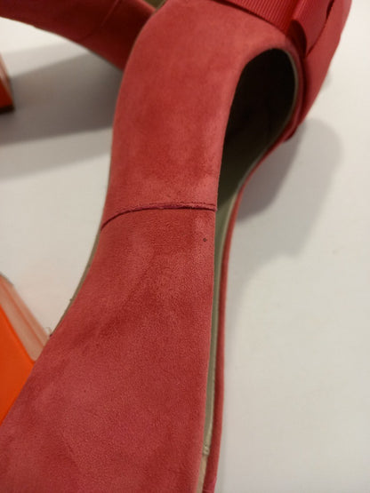 Clarks Heels Wide Fit, Women's Size 3 E, Pink Suede and Red Patent High Heels