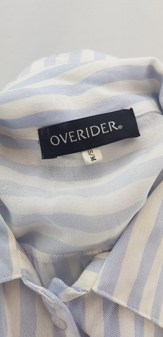 Overider Blue & White Sleeveless Shirt Size S/M VGC