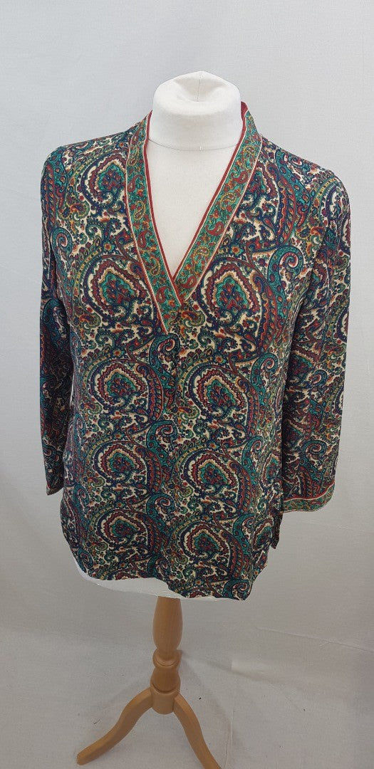 Vintage.  Biba Indian Style Tunic Top Size 36 Red, Green & Blue. VGC