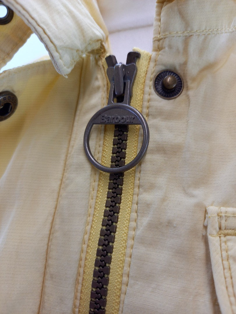 Barbour Pale Yellow Ladies Belted Waterproof Jacket - Size UK 10