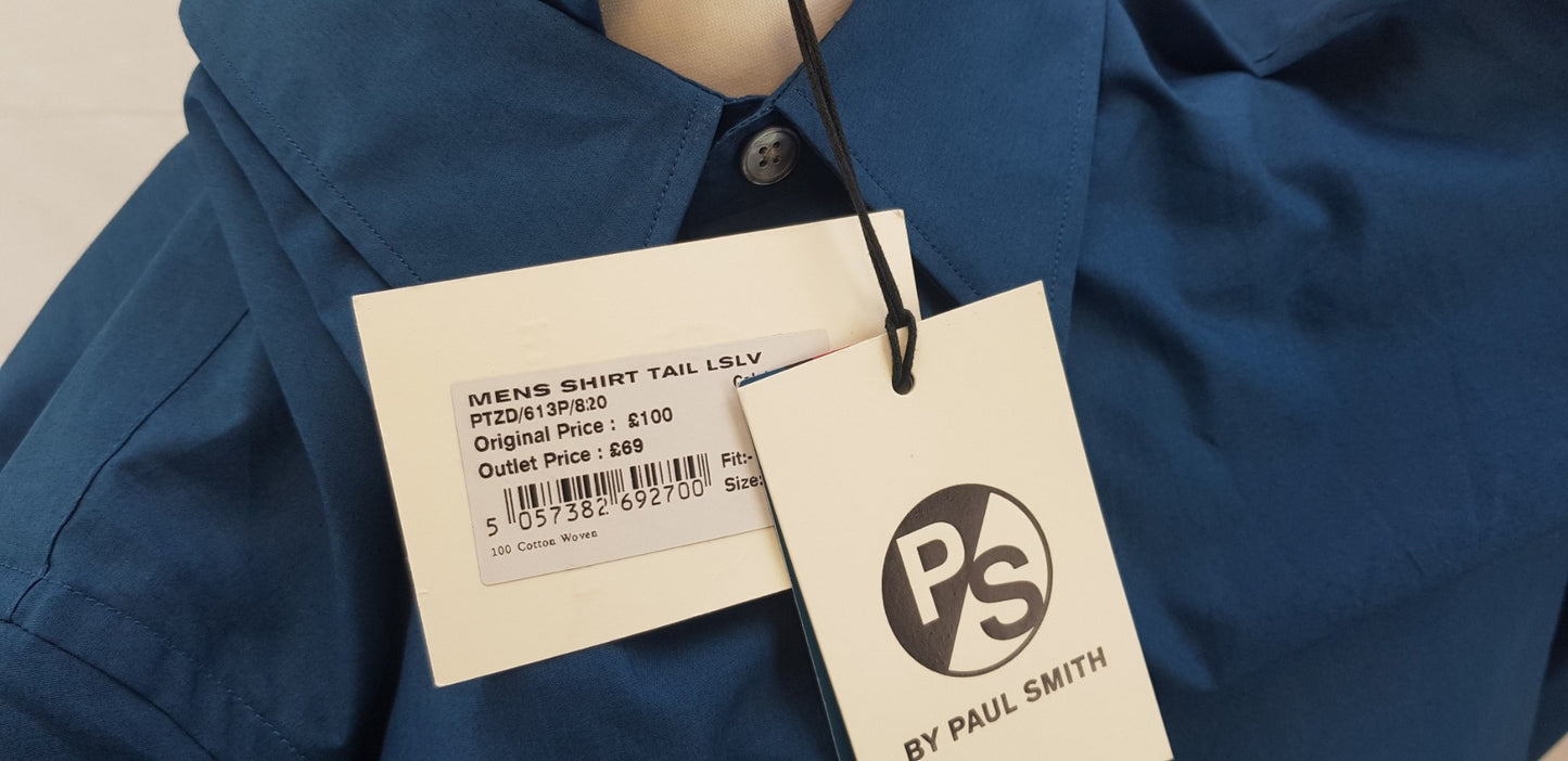 Paul Smith Petrol Blue Shirt Tailored Fit Size XL BNWT