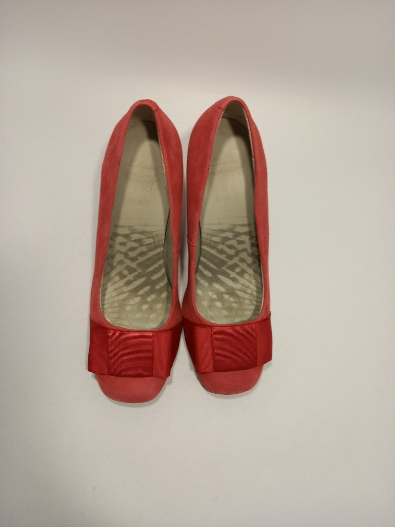 Clarks Heels Wide Fit, Women's Size 3 E, Pink Suede and Red Patent High Heels