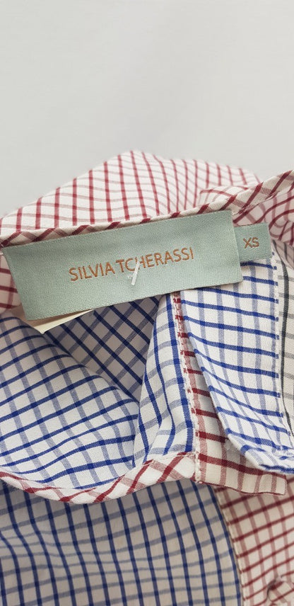 Silvia Tcherassi Red, Blue & Black Check Blouse  Size XS VGC