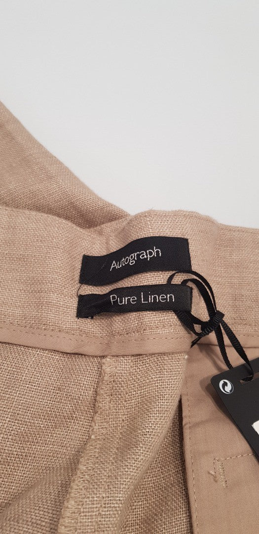 Autograph Natural/Beige Pure Linen Trousers Size 16  BNWT