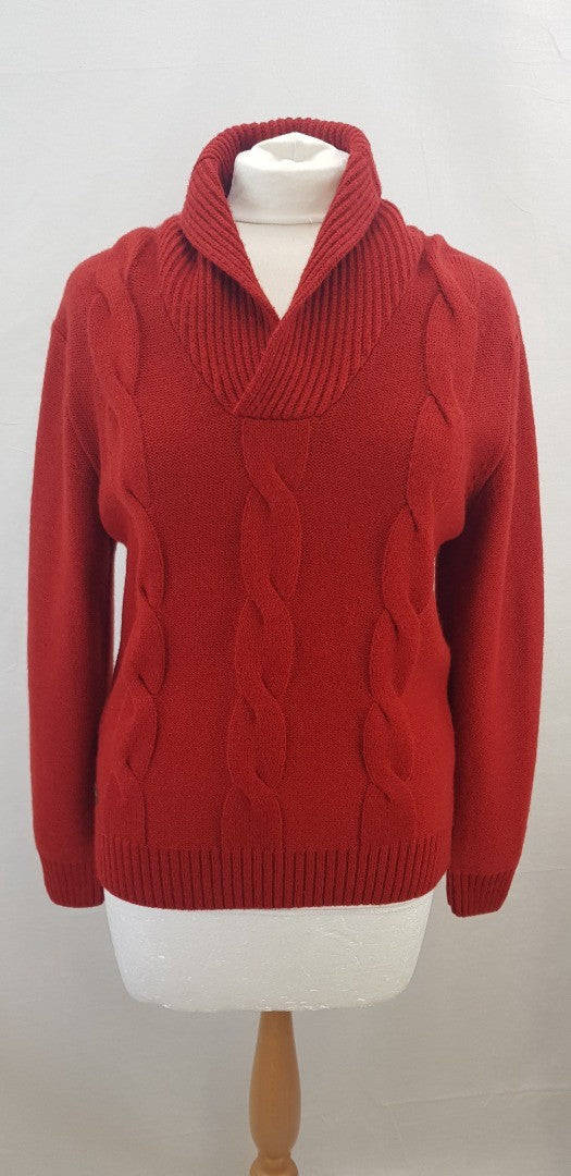 Ladies Red Lacoste Jumper Slim Fit Size 5 Wool & Acrylic Blend. VGC