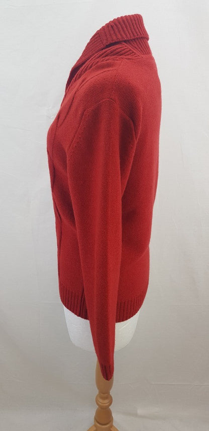 Ladies Red Lacoste Jumper Slim Fit Size 5 Wool & Acrylic Blend. VGC