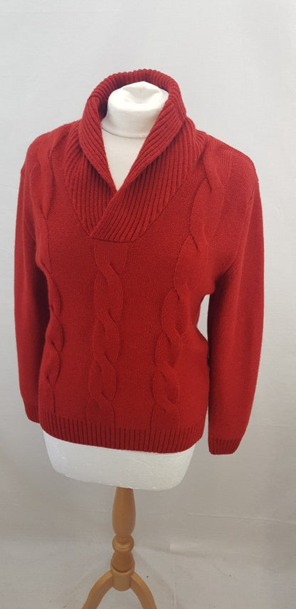 Ladies Red Lacoste Jumper Slim Fit Size 5 Wool & Acrylic Blend. VGC
