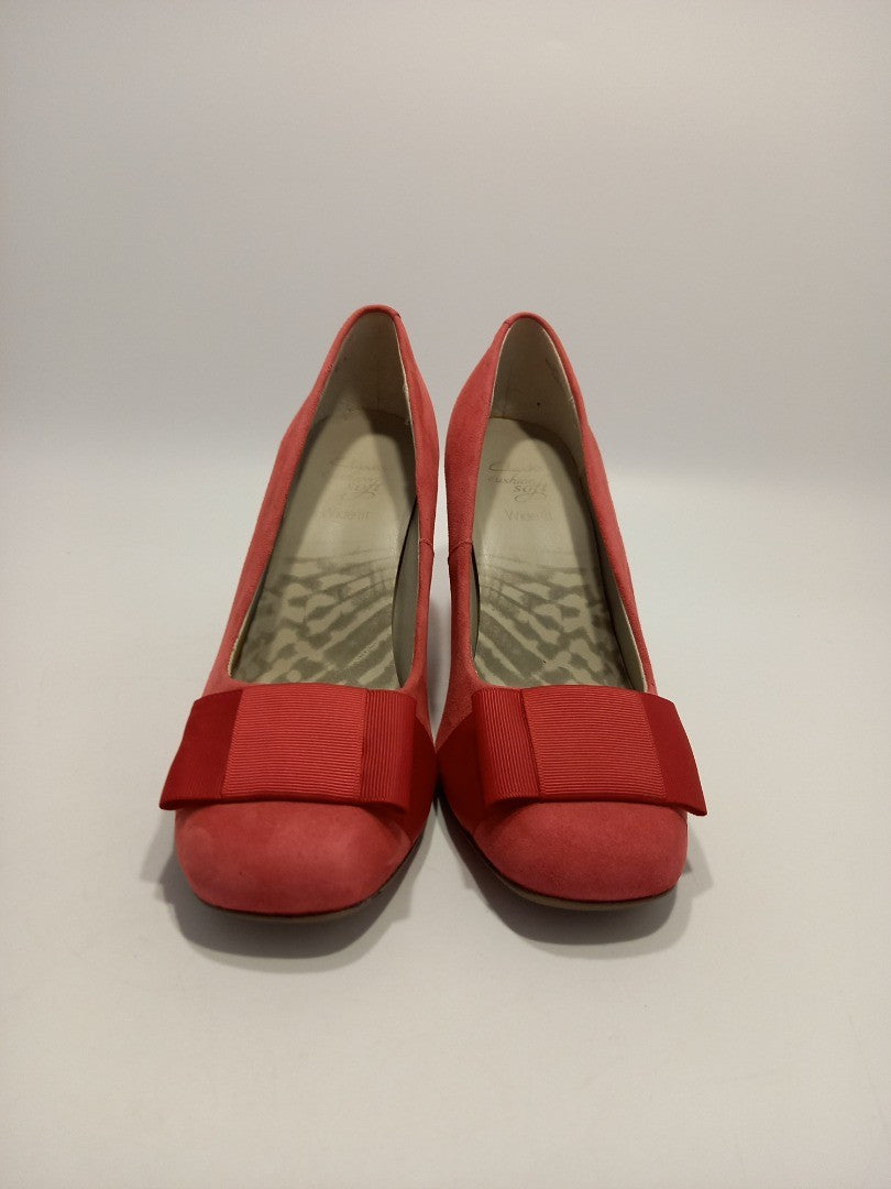 Clarks Heels Wide Fit, Women's Size 3 E, Pink Suede and Red Patent High Heels