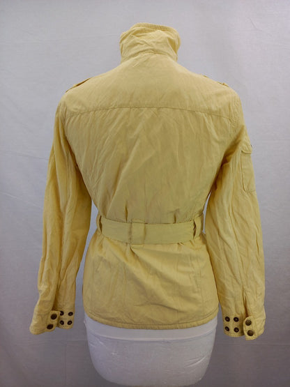 Barbour Pale Yellow Ladies Belted Waterproof Jacket - Size UK 10