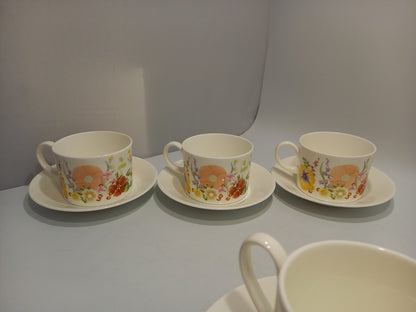 Wedgwood Summer Bouquet Set, 4x Plates, 6x Tea Cups, 6x Saucers, Jug, Sugar Bowl