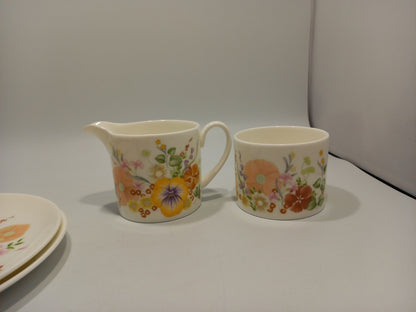 Wedgwood Summer Bouquet Set, 4x Plates, 6x Tea Cups, 6x Saucers, Jug, Sugar Bowl