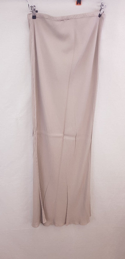 Sahara Crepe Bias Cut Very Long Beige/Riverstone Skirt  Size L BNWT