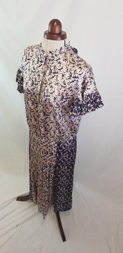 Mulberry Satin Dress Size 8 Multicolour Lizzard Design VGC