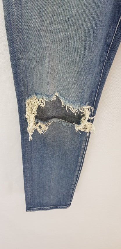7 For All Mankind Josie Cropped Destressed Jeans Size 10 VGC