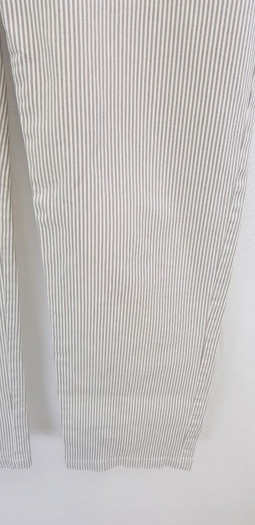 Boden Striped Cotton Cropped Trousers Size 8 VGC