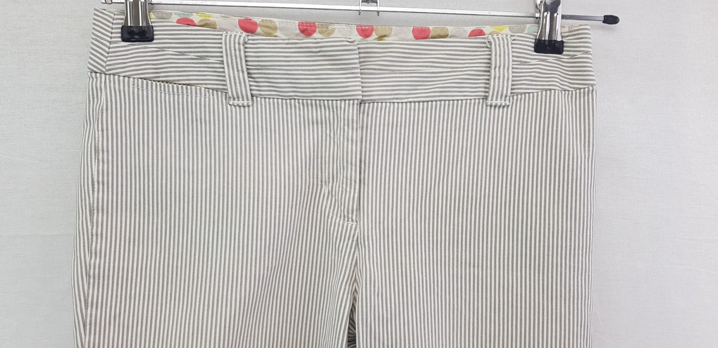 Boden Striped Cotton Cropped Trousers Size 8 VGC