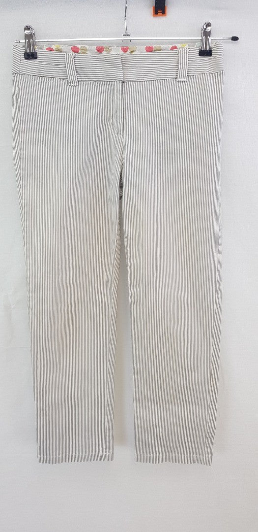 Boden Striped Cotton Cropped Trousers Size 8 VGC