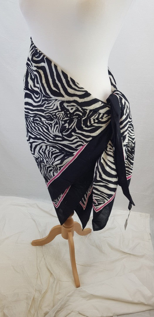 Jim Thompson 100% Cotton Sarong Large Black, White & Pink BNWT