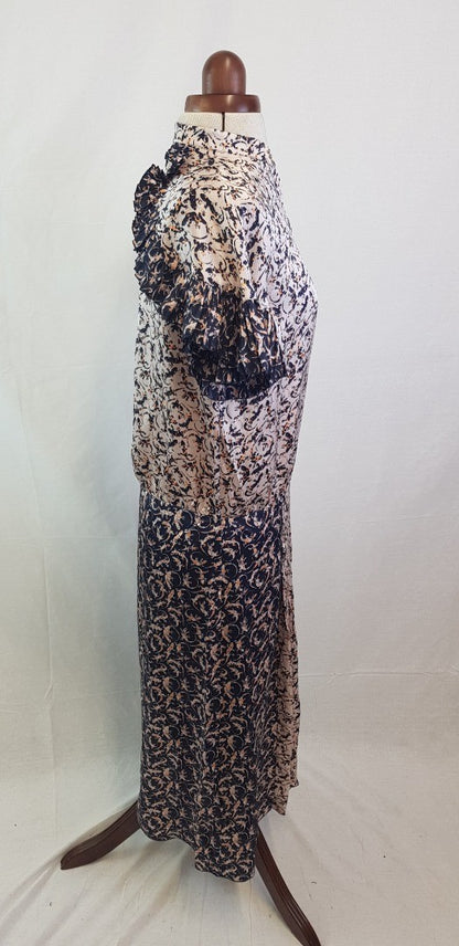 Mulberry Satin Dress Size 8 Multicolour Lizzard Design VGC