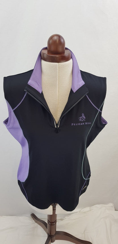 Annika (Cutter & Buck) Black & Purple Sports Top Size L BNWT