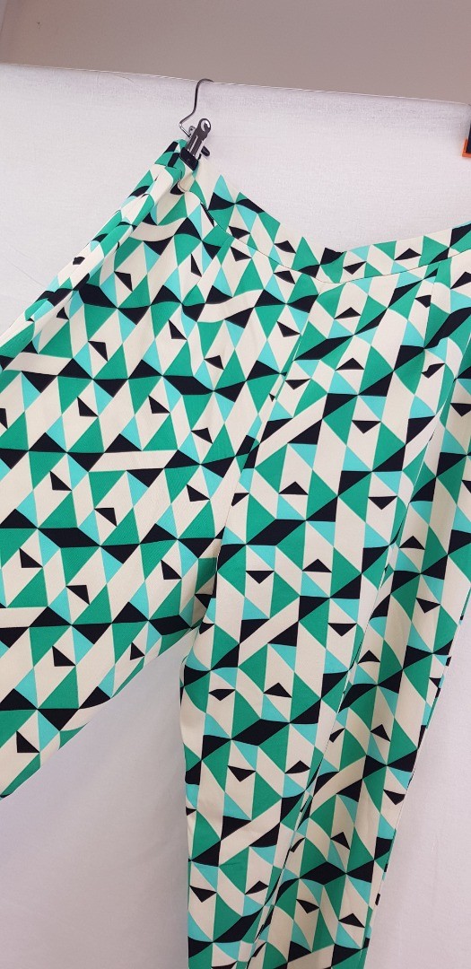 LTS Geometric Print Trousers in Green, White & Black Size 16 BNWT