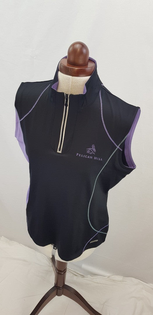 Annika (Cutter & Buck) Black & Purple Sports Top Size L BNWT