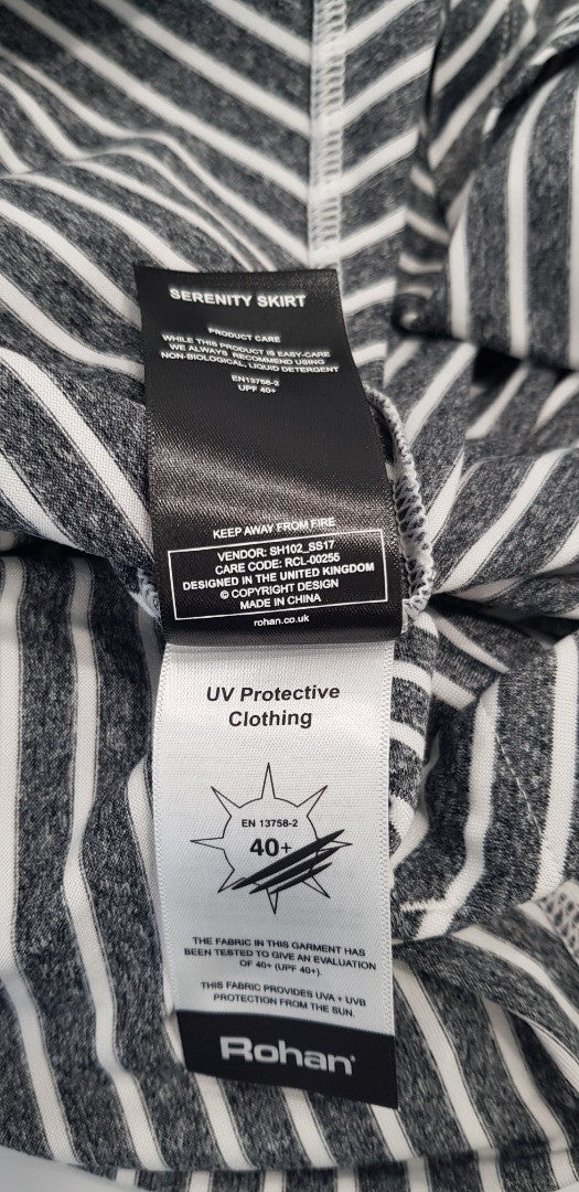 Rohan Serenity Skirt Size 10 Grey & White with UV Protection VGC