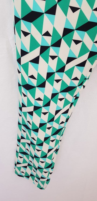 LTS Geometric Print Trousers in Green, White & Black Size 16 BNWT