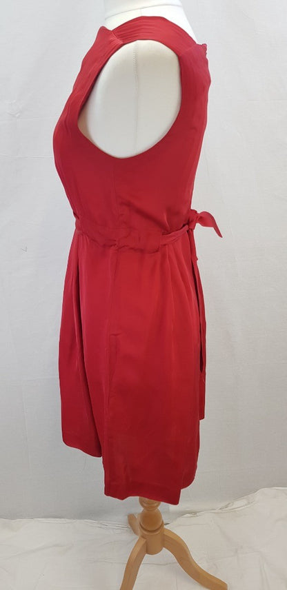 Theory Red Dress Silk Mix Size 8 VGC