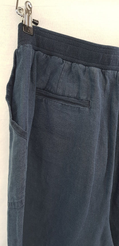 White Stuff Buddleia Trouser Navy. Size 12 100% Linen BNWT