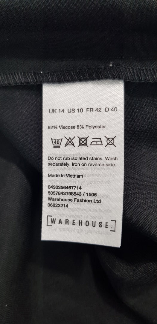 Warehouse Black Twill Wrap Dress Size 14 BNWT