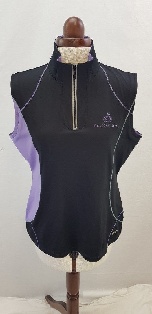 Annika (Cutter & Buck) Black & Purple Sports Top Size L BNWT